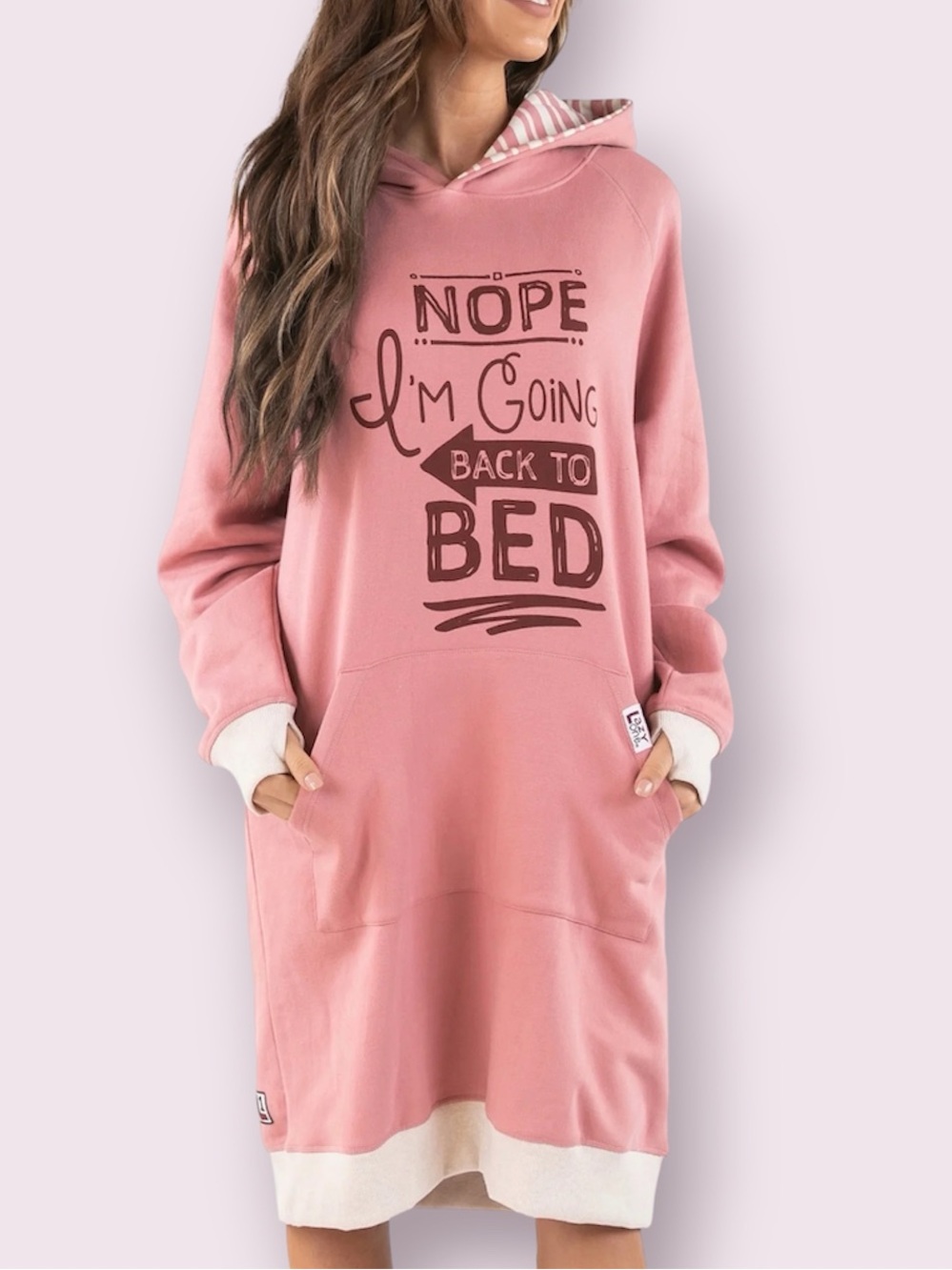 Lazy One Back To Bed Sleep Hoodie Dress Pink Size S/M